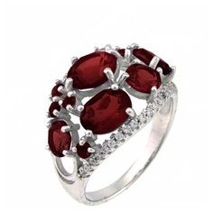 Balex Кольцо 1405937113 из серебра 925 пробы с гранатом природным и фианитом, размер 17