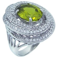 Balex Кольцо 1405937565 из серебра 925 пробы с султанитом синтетическим и фианитом, размер 18.5