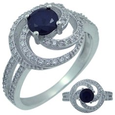 Balex Кольцо 1405937513 из серебра 925 пробы с сапфиром корундом природным и фианитом, размер 18