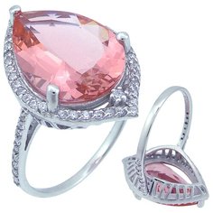 Balex Кольцо 1405937315 из серебра 925 пробы с морганитом синтетическим и фианитом, размер 18