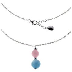 Balex Колье 9432930200 из серебра 925 пробы с розовым кварцем природным и аквамарином, 45 см, 8.26 г