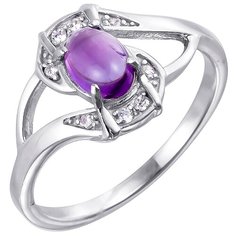 Balex Кольцо 1405837070 из серебра 925 пробы с аметистом природным и фианитом, размер 17