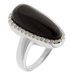 Balex Кольцо 1432920109 из серебра 925 пробы с ониксом и фианитом, размер 18