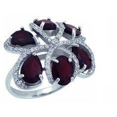 Balex Кольцо 1405937269 из серебра 925 пробы с гранатом природным и фианитом, размер 16.5