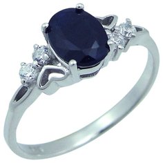 Balex Кольцо 1405937597 из серебра 925 пробы с сапфиром корундом природным и фианитом, размер 18