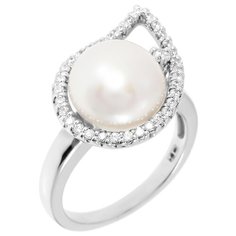 Balex Кольцо 1421930070 из серебра 925 пробы с жемчугом культивированным и фианитом, размер 18