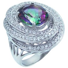 Balex Кольцо 1405937650 из серебра 925 пробы с мистик кварцем природным и фианитом, размер 19