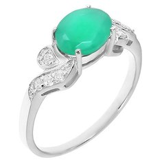 Balex Кольцо 1405936925 из серебра 925 пробы с изумрудом бериллом и фианитом, размер 17.5