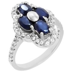 Balex Кольцо 1405933851 из серебра 925 пробы с сапфиром корундом природным и фианитом, размер 18.5