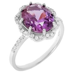 Balex Кольцо 1405936922 из серебра 925 пробы с александритом синтетическим и фианитом, размер 17.5