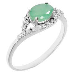 Balex Кольцо 1410931366 из серебра 925 пробы с изумрудом бериллом и фианитом, размер 18