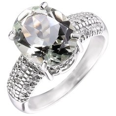 Balex Кольцо 1405937873 из серебра 925 пробы с аметистом зеленым и фианитом, размер 16