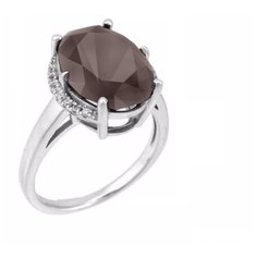 Balex Кольцо 1405937226 из серебра 925 пробы с раухтопазом природным и фианитом, размер 17