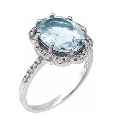Balex Кольцо 1405937245 из серебра 925 пробы с топазом голубым природным и фианитом, размер 17