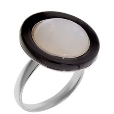 Balex Кольцо 1436930208 из серебра 925 пробы с ониксом и перламутром, размер 19
