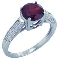 Balex Кольцо 1405937571 из серебра 925 пробы с гранатом природным и фианитом, размер 18