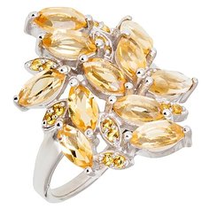 Balex Кольцо 1410931690 из серебра 925 пробы с цитрином природным и фианитом, размер 17.5