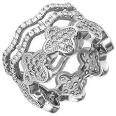 Balex Кольцо 1422910187 из серебра 925 пробы с фианитом, размер 17