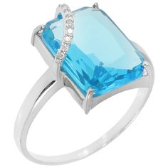 Balex Кольцо 1410931421 из серебра 925 пробы с топазом голубым синтетическим и фианитом, размер 16