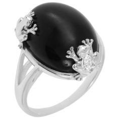 Balex Кольцо 1432930134 из серебра 925 пробы с ониксом и фианитом, размер 17