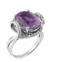 Balex Кольцо 1405937037 из серебра 925 пробы с александритом синтетическим и фианитом, размер 17.5