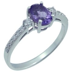 Balex Кольцо 1405937672 из серебра 925 пробы с аметистом природным и фианитом, размер 18