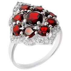 Balex Кольцо 1410931266 из серебра 925 пробы с гранатом природным и фианитом, размер 17
