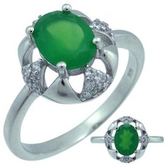 Balex Кольцо 1405937579 из серебра 925 пробы с агатом природным и фианитом, размер 19