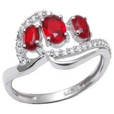 Balex Кольцо 1410931531 из серебра 925 пробы с рубином синтетическим и фианитом, размер 19