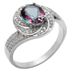 Balex Кольцо 1410931637 из серебра 925 пробы с мистик кварцем природным и фианитом, размер 19
