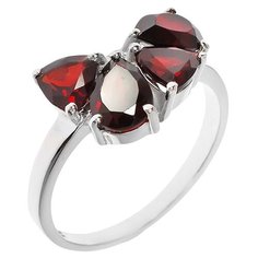 Balex Кольцо 1410931391 из серебра 925 пробы с гранатом природным, размер 16.5