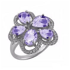 Balex Кольцо 1405937046 из серебра 925 пробы с аметистом природным и фианитом, размер 19