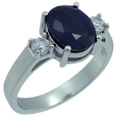 Balex Кольцо 1405937529 из серебра 925 пробы с сапфиром корундом природным и фианитом, размер 17.5