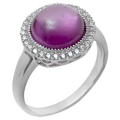 Balex Кольцо 1410931657 из серебра 925 пробы с александритом синтетическим и фианитом, размер 18.5