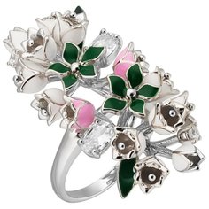 Balex Кольцо 1445900002 из серебра 925 пробы с эмалью и фианитом, размер 18