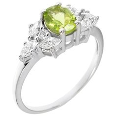 Balex Кольцо 1410931412 из серебра 925 пробы с хризолитом природным и фианитом, размер 16.5