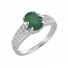 Balex Кольцо 1405937104 из серебра 925 пробы с изумрудом бериллом и фианитом, размер 17