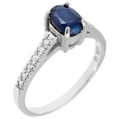 Balex Кольцо 1405933762 из серебра 925 пробы с сапфиром корундом природным и фианитом, размер 16