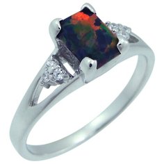 Balex Кольцо 1405937652 из серебра 925 пробы с опалом выращенным и фианитом, размер 17.5