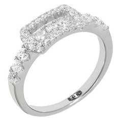 Balex Кольцо 1445910036 из серебра 925 пробы с фианитом, размер 17