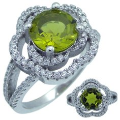 Balex Кольцо 1405937418 из серебра 925 пробы с султанитом синтетическим и фианитом, размер 19