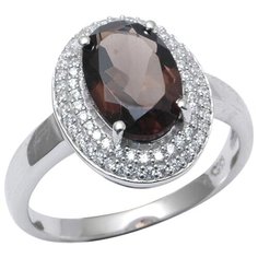 Balex Кольцо 1410931553 из серебра 925 пробы с раухтопазом природным и фианитом, размер 17