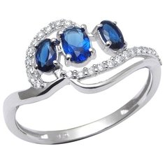 Balex Кольцо 1410931530 из серебра 925 пробы с сапфиром синтетическим и фианитом, размер 19