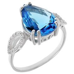Balex Кольцо 1405936831 из серебра 925 пробы с аквамарином синтетическим и фианитом, размер 18