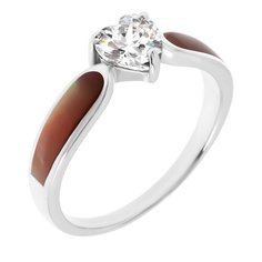 Balex Кольцо 1424920273 из серебра 925 пробы с фианитом и перламутром, размер 16