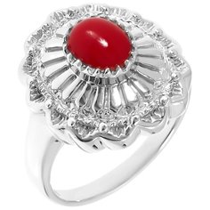 Balex Кольцо 1405935356 из серебра 925 пробы с кораллом реконструированным, размер 16.5