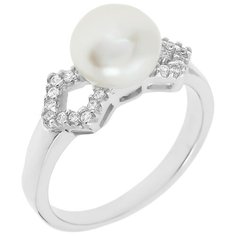 Balex Кольцо 1422910132 из серебра 925 пробы с жемчугом культивированным и фианитом, размер 16