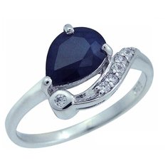 Balex Кольцо 1405937275 из серебра 925 пробы с сапфиром корундом природным и фианитом, размер 19