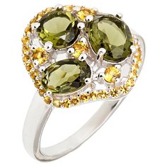 Balex Кольцо 1410931718 из серебра 925 пробы с шпинелью синтетической и цитрином синтетическим, размер 19