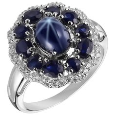 Balex Кольцо 1410931823 из серебра 925 пробы с сапфиром корундом природным и фианитом, размер 20